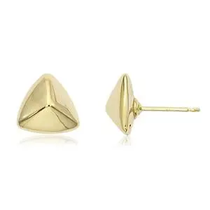 14K Yellow Gold 10Mm Puffed Triangle Earrings 1
