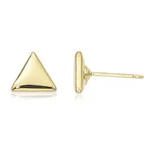 14K Yellow Gold 8Mm Flat Triangle Earrings 1