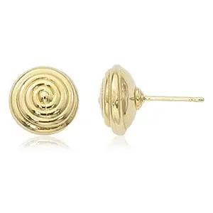 14K Yellow Gold  10Mm Swirled Round Earrings 1
