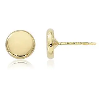 14K Yellow Gold  8Mm Flat Round Earrings 1
