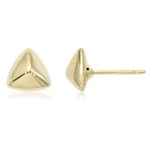 14K Yellow Gold 8Mm Puffed Triangle Earrings 1