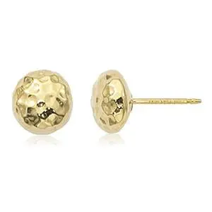 14K Yellow Gold  8Mm Hammered Earrings 1