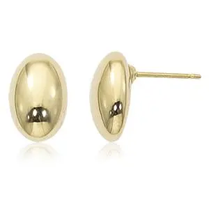 14K Yellow  Gold Medium Oval Stud Earrings 1