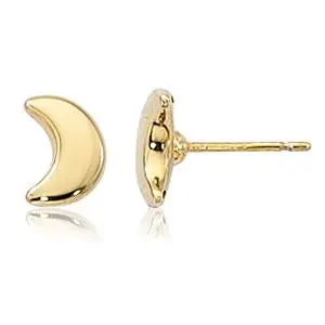 14K Yellow Gold  8Mm Half Moon Earrings 1