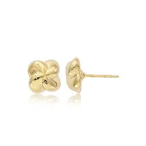 14K Yellow Gold  8Mm Puff Twist Earrings 1