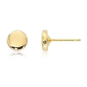 14K Yellow Gold 6Mm Flat Round Earrings 1