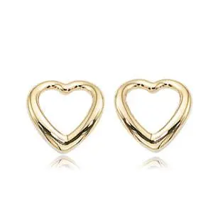 14K Yellow Gold Open Heart Stud Earruings 1