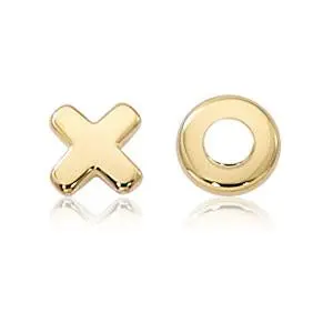 14K Yellow Gold  8Mm Flat Hugs And Kisses Earrings 1