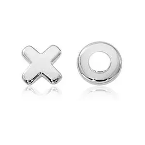 14K White Gold 8Mm Flat Hugs And Kisses Earrings 1