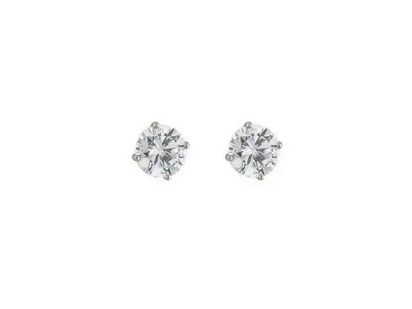 14K White Gold Cz Stud Earrings .60Ct Total Weight 1