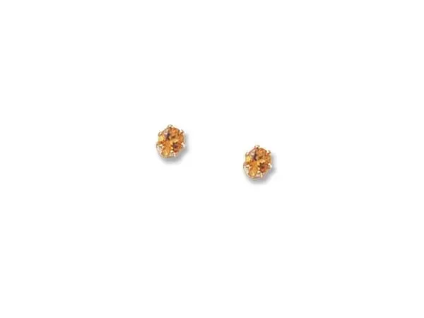 14K Yellow Gold 3Mm Citrine Stud Earrings 1