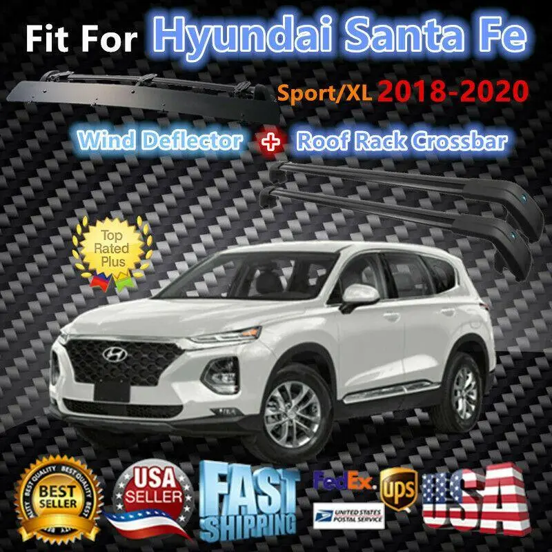 For Hyundai Santa Fe 2018-2020 Luggage Crossbar+Wind Deflector 2