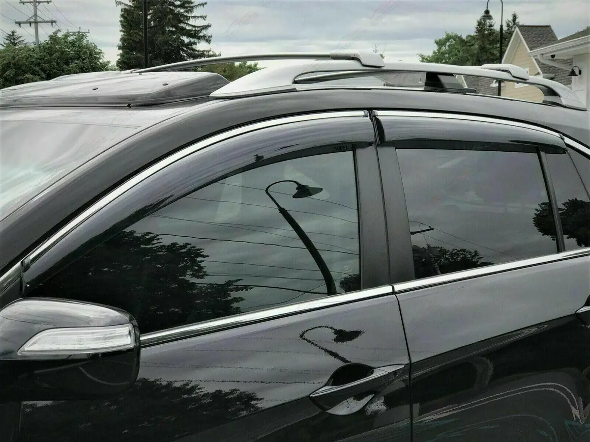 Fit 2019-2025 Toyota Rav4 Clip-On Chrome Trim Vent Window Visors Rain Sun Wind Guards Shade Deflectors 1