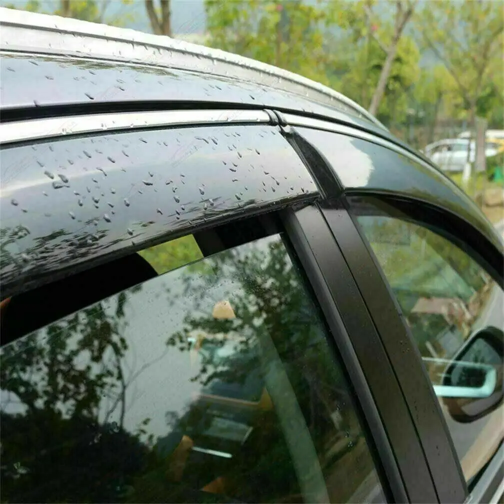 Fit 2010-2019 Toyota 4Runner Clip-On Chrome Trim Vent Window Visors Rain Sun Wind Guards Shade Deflectors 1