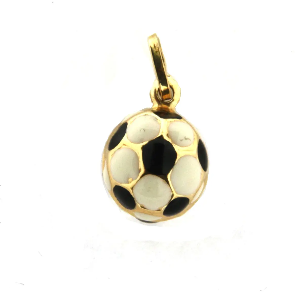 18K Yellow Gold Enamel Soccer Ball Charm 1