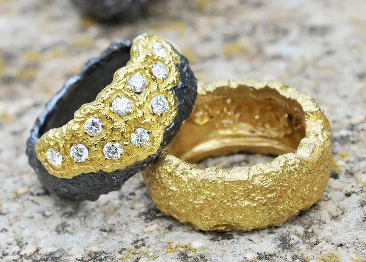 18K Yellow Gold And Black Rhodium Silver Diamond] Ring 1