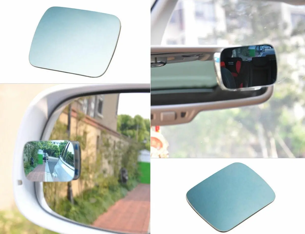 Universal 2Pcs Blue Blind Spot Mirror Wide Angle Rear View Car Side Mirror Self Adhesive 1