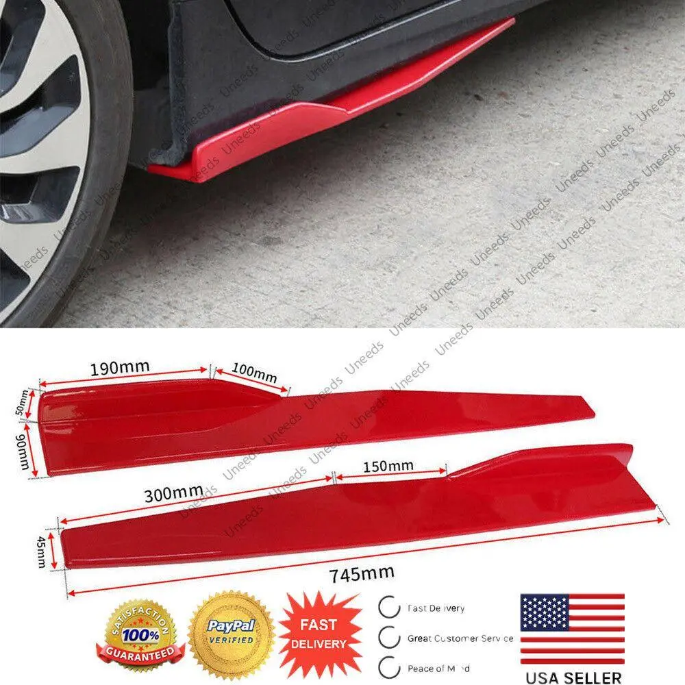 Universal Red Side Skirt Rocker Splitters Spoiler Canard Diffuser Winglet Wings 1
