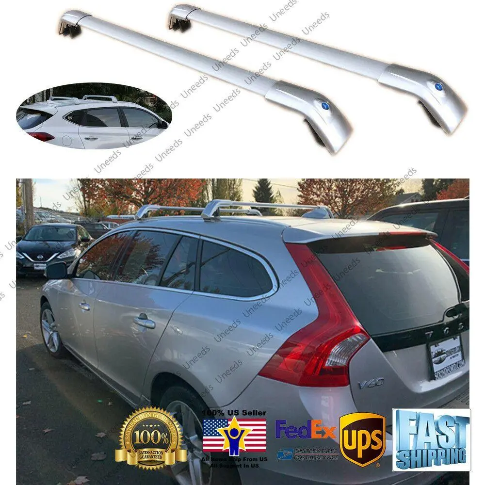 Fit 2010-2019 Volvo V60 Sliver Roof Rack Crossbar Luggage Carrier 1