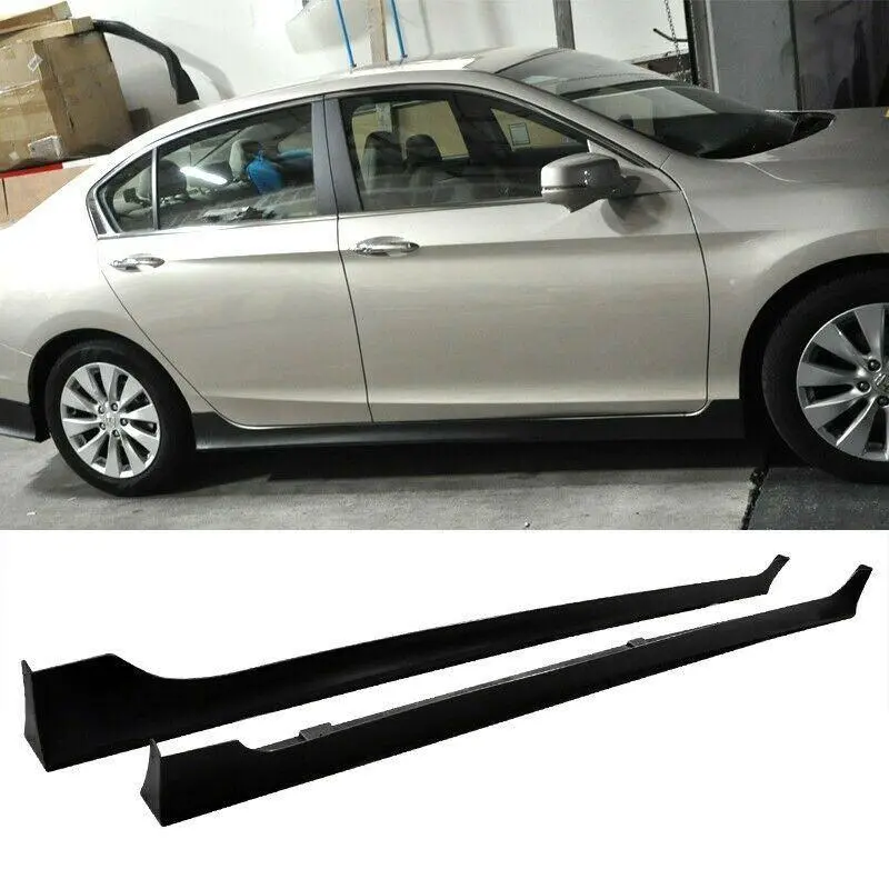 Fit 2013-2017 Honda Accord Sedan 4 Door Mod Style Side Skirts Body Kit (Unpainted Matte Black) 1