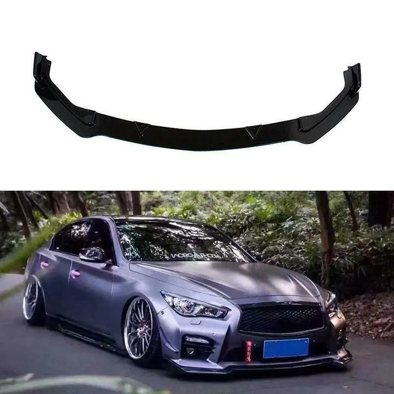 Fits 2014-2017 Infiniti Q50 Sport Front Splitter Lip Spoiler (Glossy Black) 1
