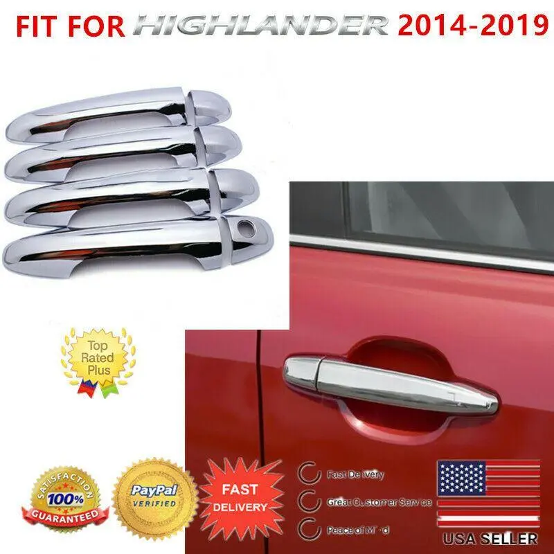 Fit 2014-2019 Toyota Highlander Door Handle Cover Molding Abs Trim (Carbon Fiber Print) 1