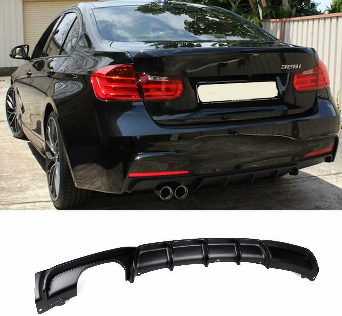 Fits 2012-2018 Bmw F30 F31 M Style Left Single Exhaust Rear Bumper (Carbon Fiber Print) 1