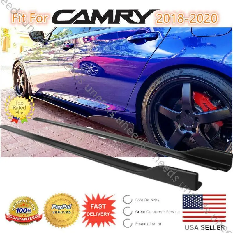 Fits 2018-2023 Toyota Camry Set Of 2 Side Body Skirts Extensions Gloss Black 1