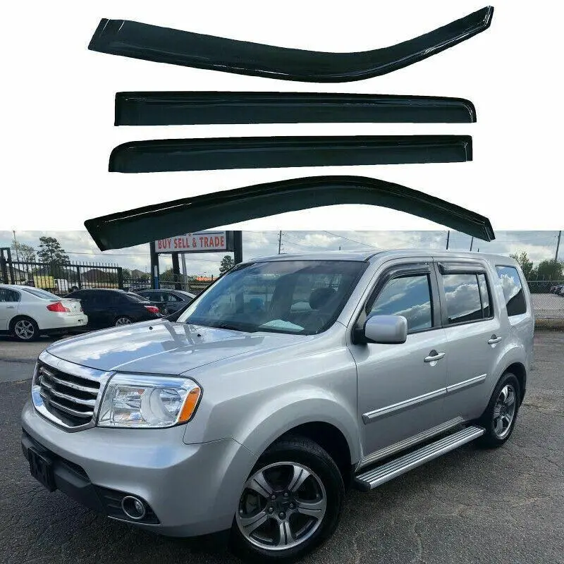 Fit 2009-2015 Honda Pilot Out-Channel Vent Window Visors Rain Sun Wind Guards Shade Deflectors 1