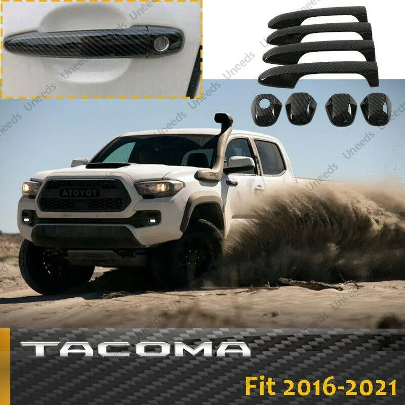 Fit 2016-2021  Toyota Tacoma Door Handle Covers (Carbon Fiber Print) 1