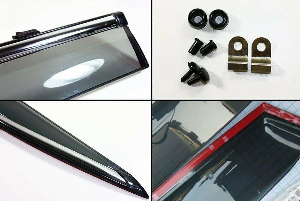 Fit 2019-2021 Subaru Ascent Clip-On Chrome Trim Vent Window Visors Rain Sun Wind Guards Shade Deflectors 2