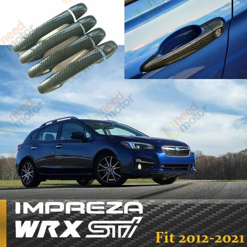 Fit 2012-2018 Subaru Impreza Carbon Fiber Door Handle Cover Trim (Carbon Fiber Print, Smart Holes) 1