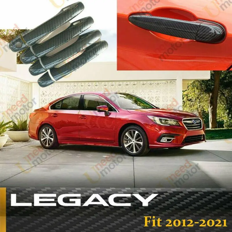 Fit 2013-2021 Subaru Legacy Door Handle Cover Trim (Carbon Fiber Print, Smart Holes) 1
