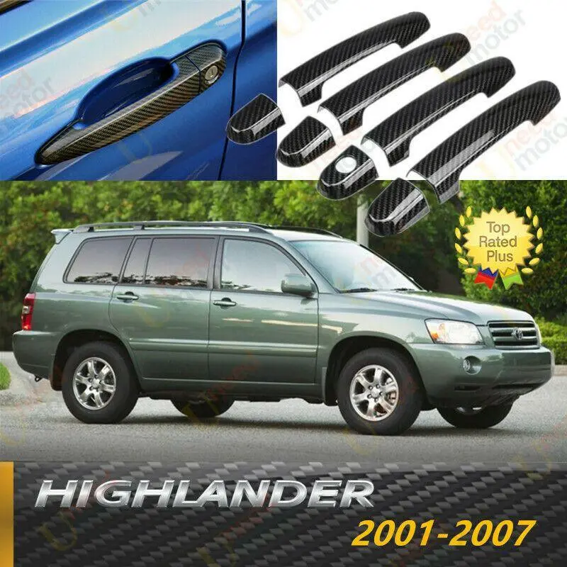 Fit 2001-2007 Toyota Highlander Door Handle Cover Trim (Carbon Fiber Print) 1