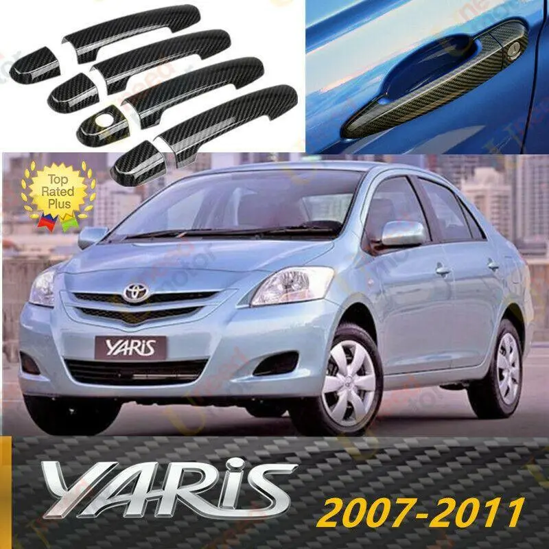 Fit 2007-2011 Toyota Yaris Door Handle Cover Trim (Carbon Fiber Print) 1