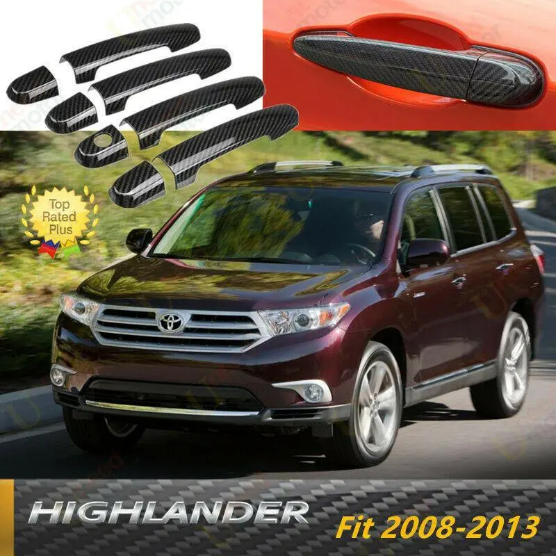 Fit 2008-2013 Toyota Highlander Door Handle Cover Trim Accessories (Carbon Fiber Print) 1