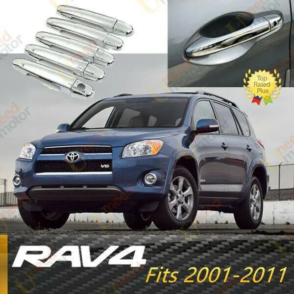 Fit 2001-2011 Toyota Rav4 Door Handle Cover Trims (Mirror Chrome, Set Of 5) 1