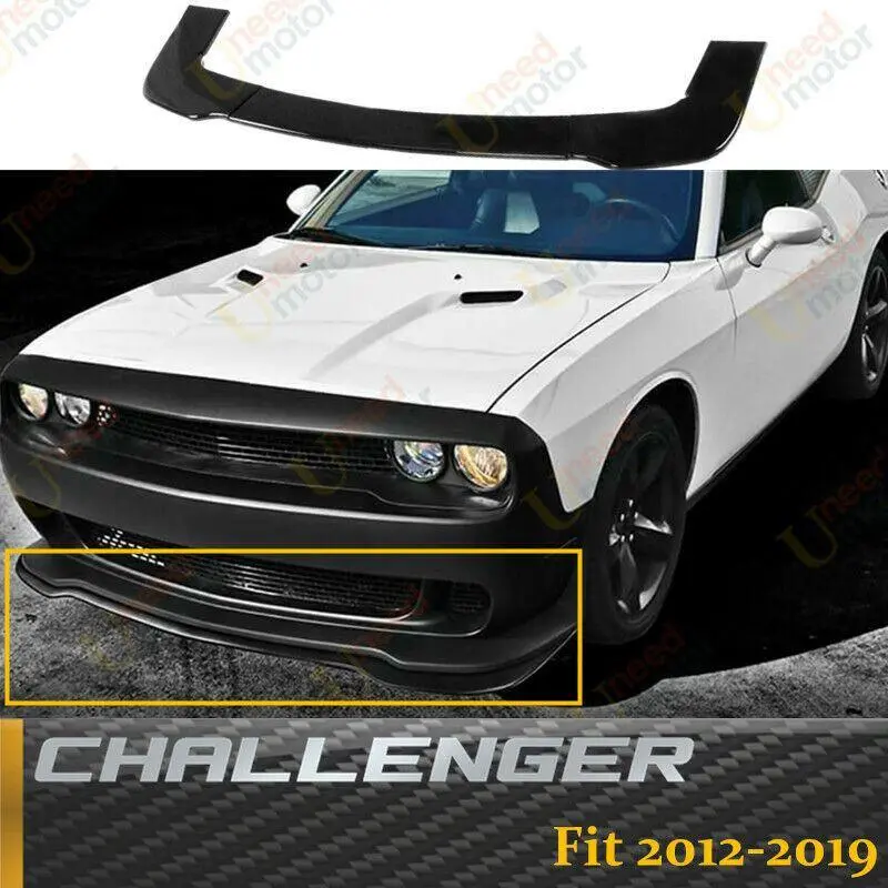 Fits 2012-2019 Dodge Challenger Sxt Srt Front Bumper Lip Spoiler Splitter (Gloss Black) 1