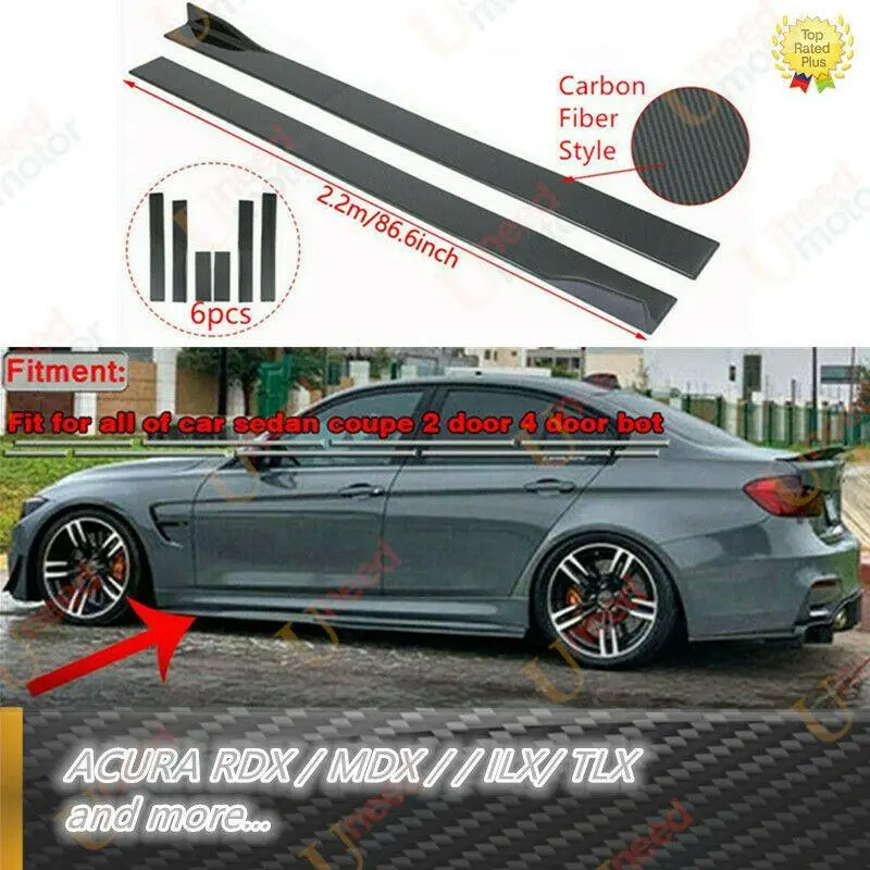 Fit Acura Rocker Panel Lips Side Body Skirt Extensions Sedan Coupe 1