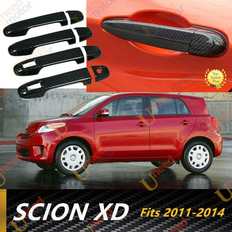 Fit 2011-2014 Scion Xd Door Handle Cover Trim(Carbon Fiber Print, Smart Holes) 1