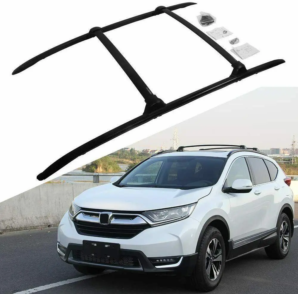 Fit 2017-2021 Honda Crv Black Roof Rack Rail + Top Cross Bars Set Luggage Carrier 1