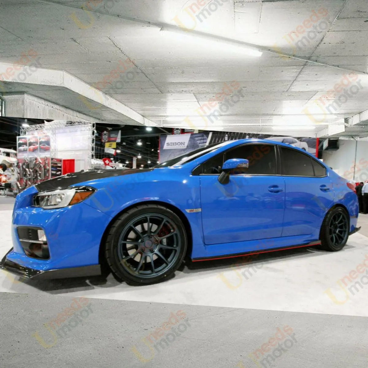 2015-2021 Subaru Wrx Sti Va - Side Skirts With Winglet - Gloss Black W/ Red Stripe (2Pc) 1