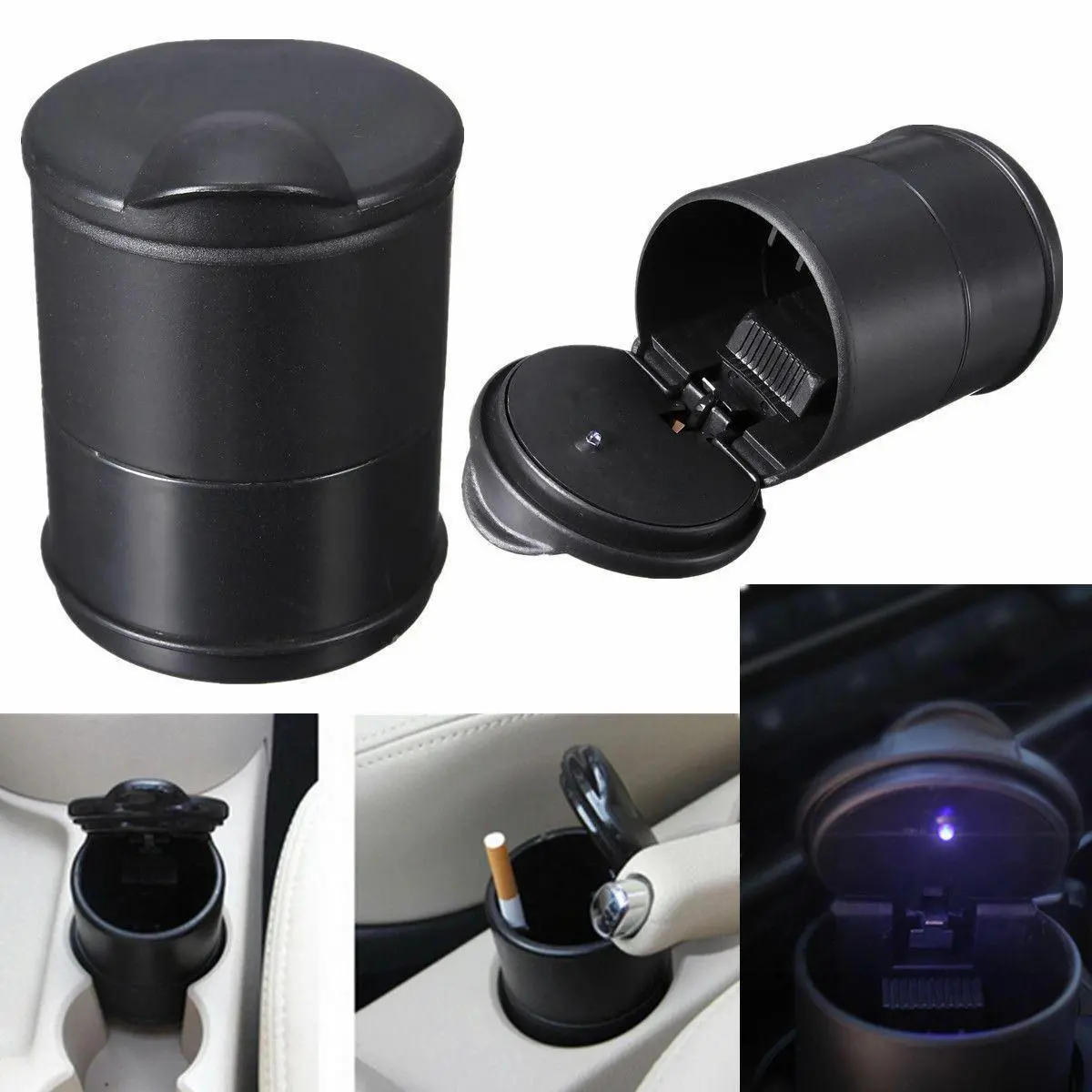 Universal Led Ashtray Auto Car Truck Ash Cylinder Holder Portable Vehicle Ashtray (Blue) 1