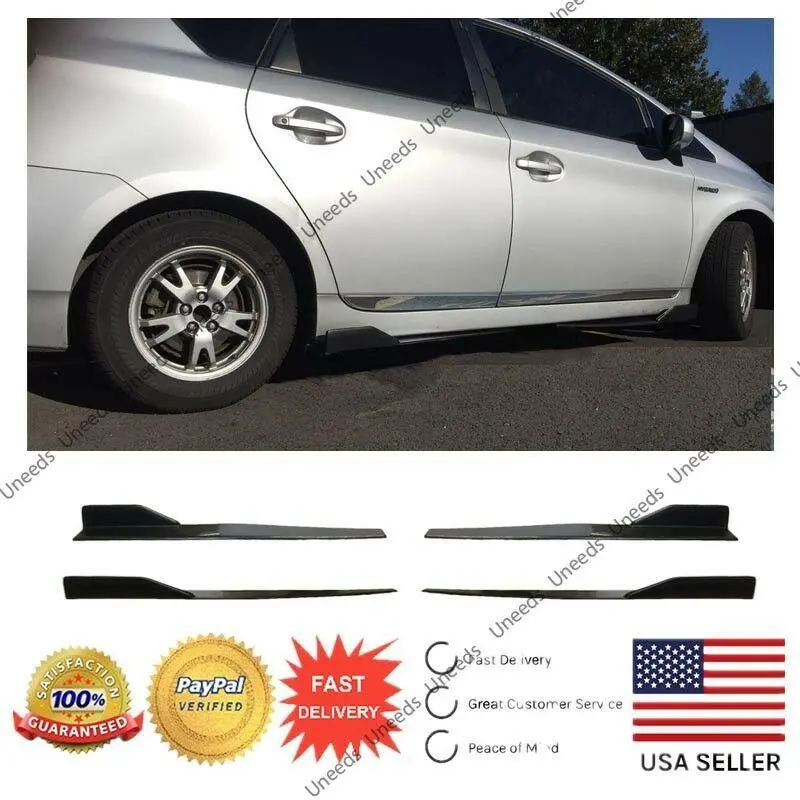 Universal Side Skirts Body Kit Rocker Panels Splitters Winglet Wings (Black, 4 Pcs) 1