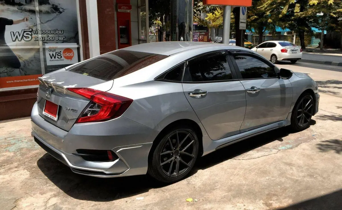 Fit 2016-21 Honda Civic Sedan 4Door Mod Style Side Body Skirts (Unpainted Matte Black) 1
