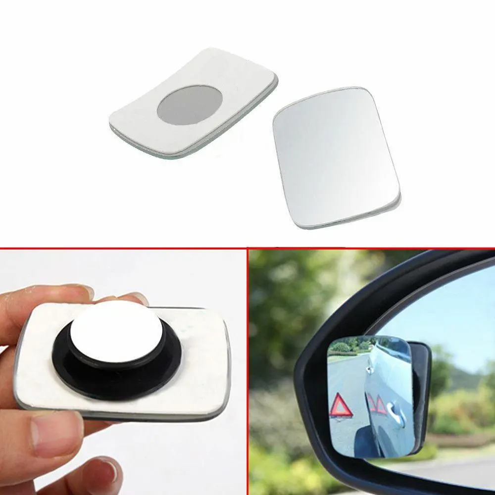 Universal 2Pcs White Blind Spot Mirror Wide Angle Rear View Car Side Mirror 1
