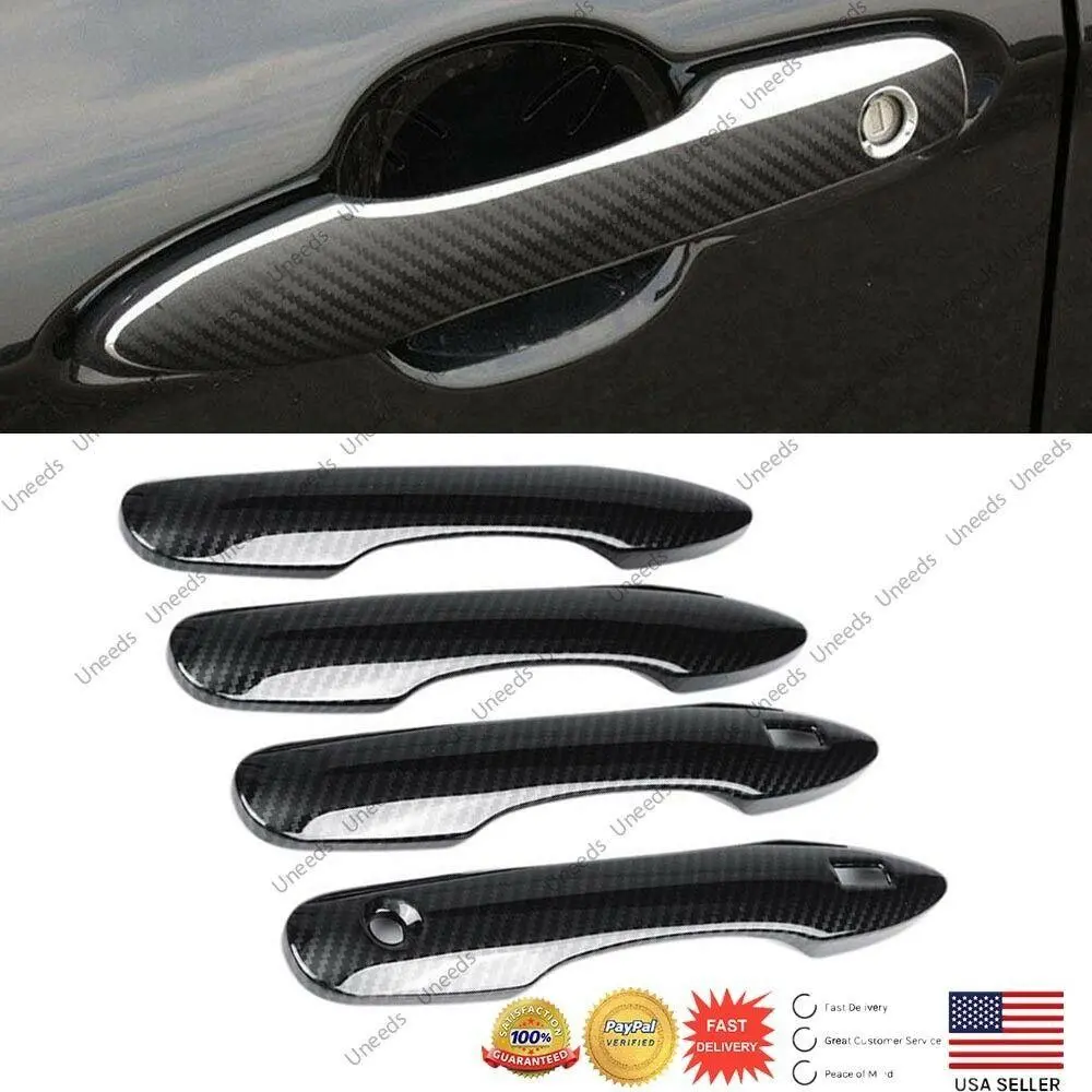 Fit 2019-2021 Corolla Car Side Door Handle Cover Trim (Carbon Fiber Print, Smart Holes) 1