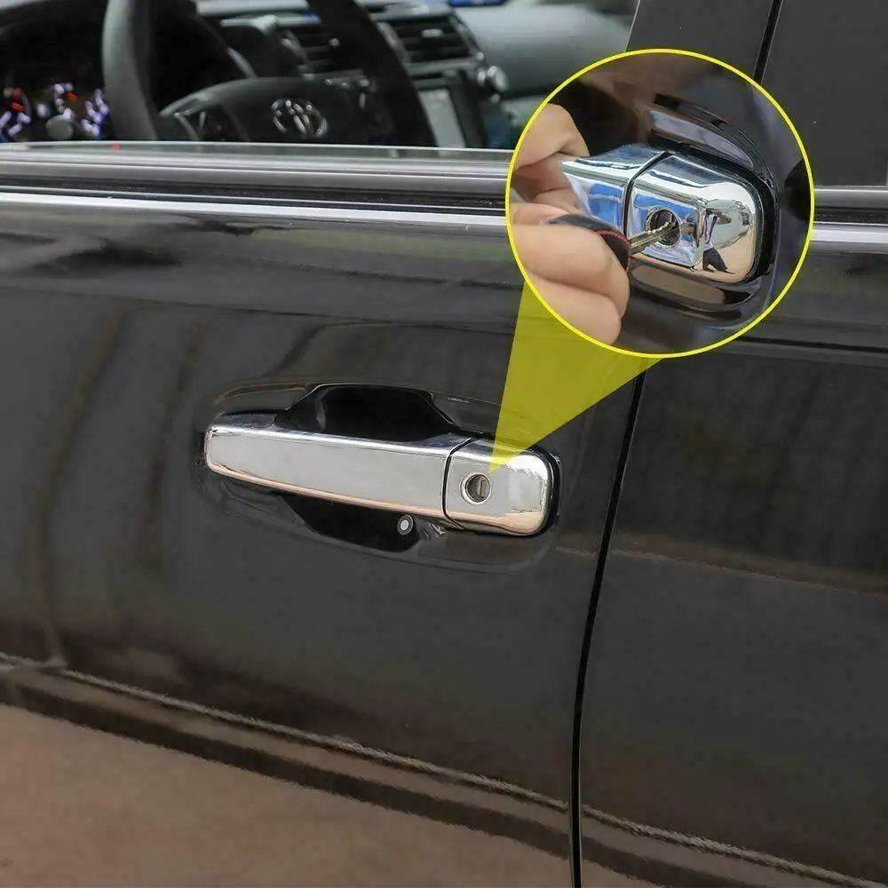 Fit 2010-2021 Toyota 4Runner External Door Handle Knobs Trim Decor Cover (Chrome) 1