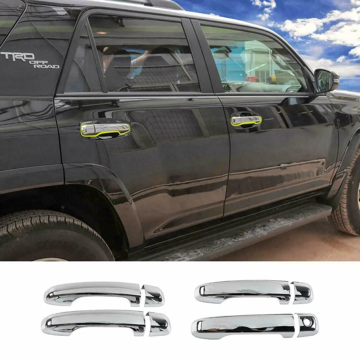 Fit 2007-2019 Toyota Tundra External Door Handle Knobs Trim Decor Cover (Chrome) 1