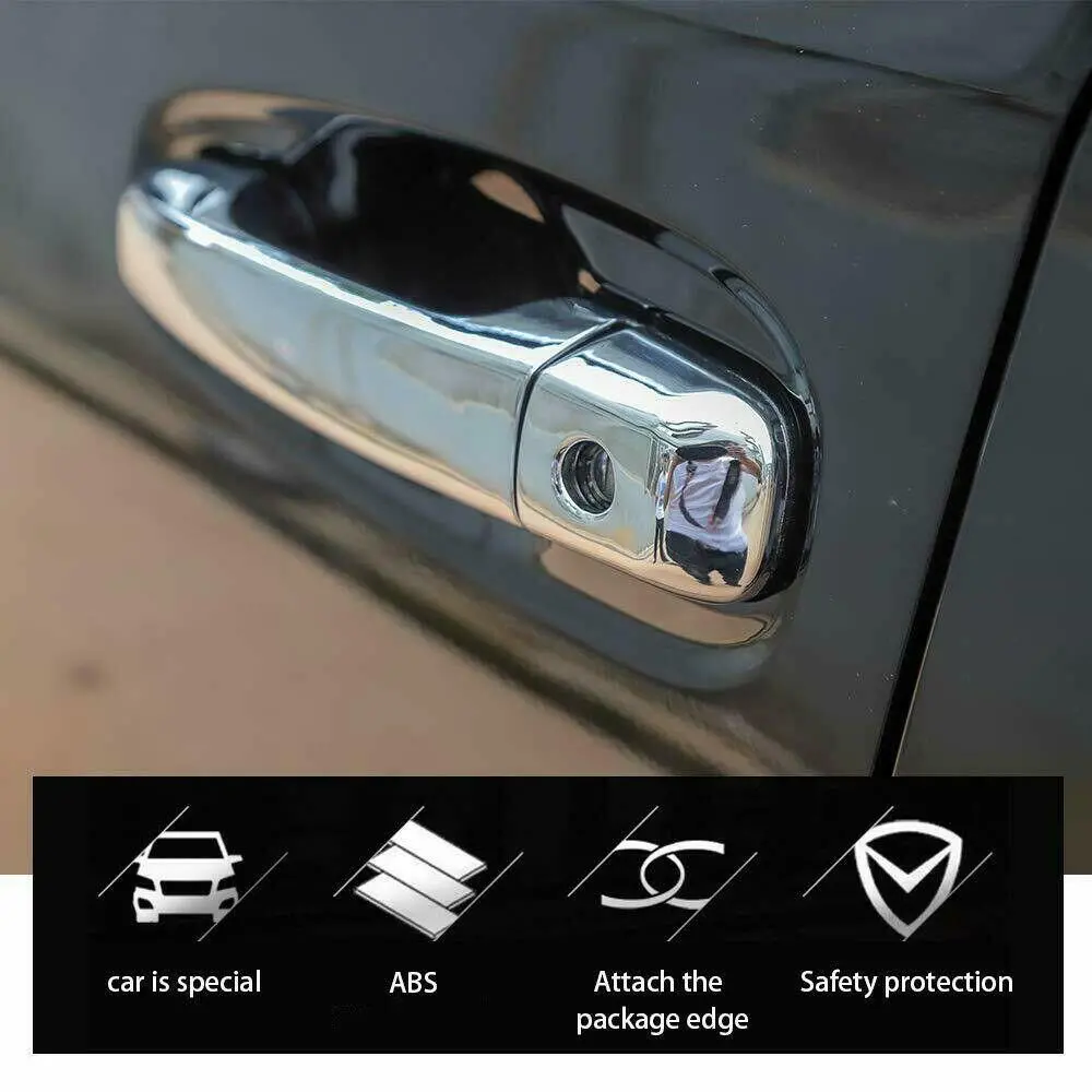 Fit 2017-2019 Land Cruiser External Door Handle Knobs Trim Decor Cover (Chrome) 1